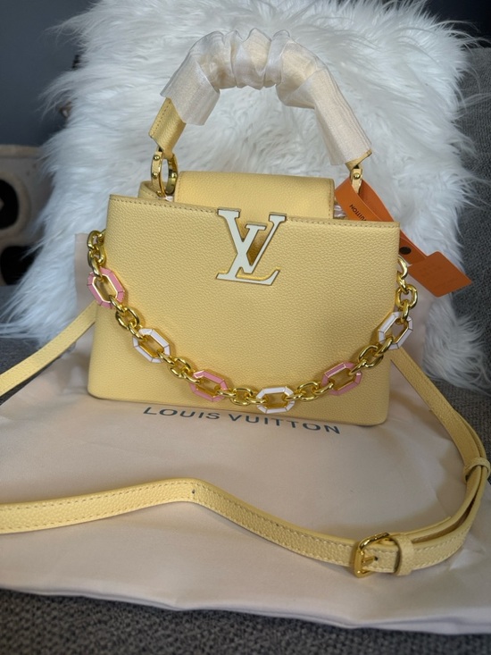 Louis Vuitton Accessories - Bag yellow top Handle Satchel with Pink Chain Accents